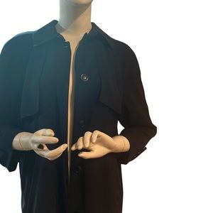 Vintage Armani Italy Mulberry Silk Black Trench Coat, Medium 6